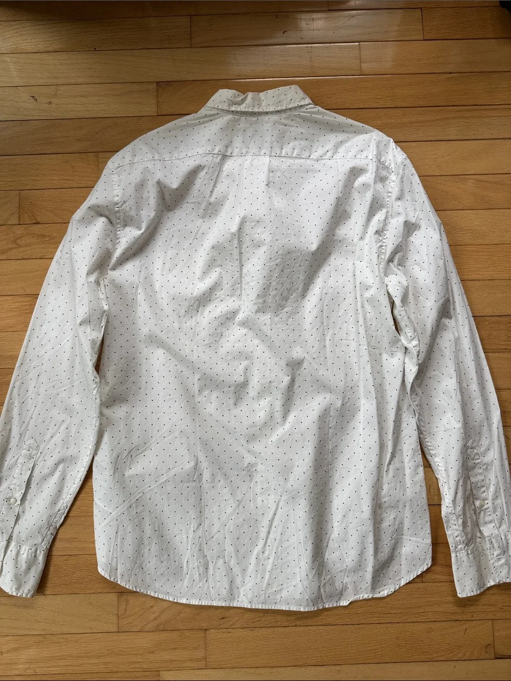 Secret wash shirting sewn foe J. Crew slim fit stretch mini dot button down - L